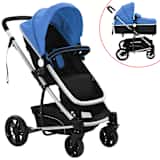vidaXL Kinderwagen 2-in-1 blauw en zwart aluminium