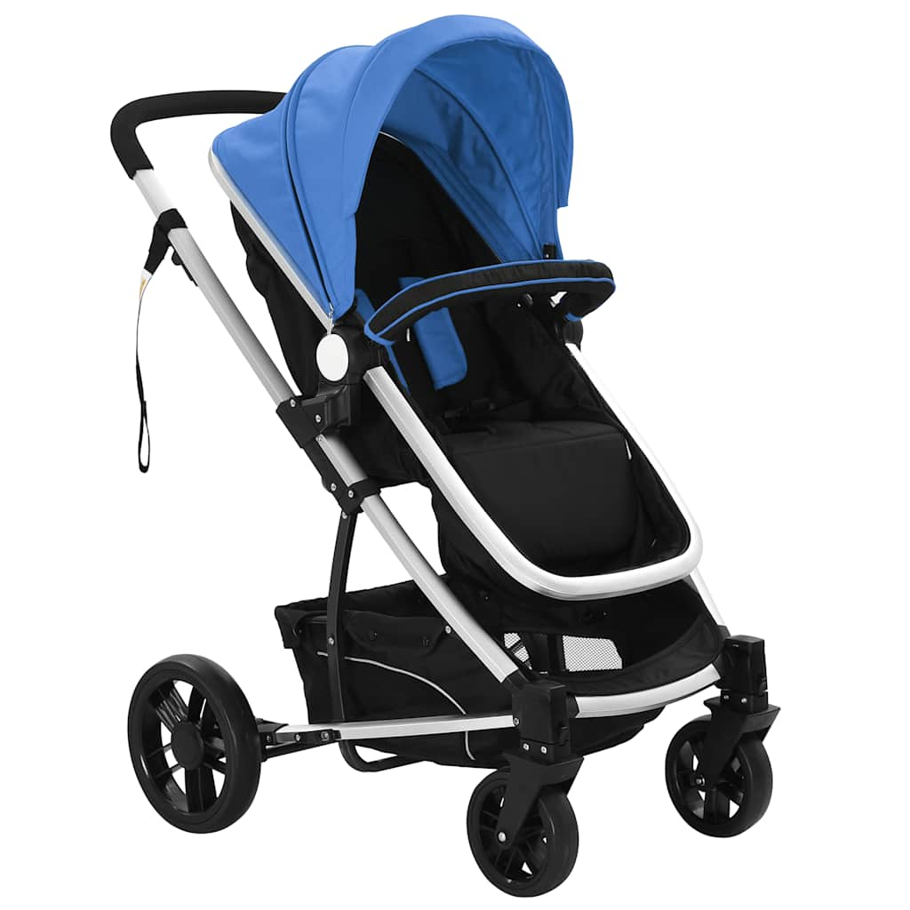 VidaXL - vidaXL Kinderwagen 2-in-1 blauw en zwart aluminium