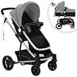 vidaXL Kinderwagen 2-in-1 grijs en zwart aluminium