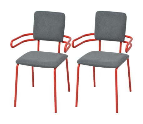 vidaXL Esszimmerstühle 2 Stk. Rot und Grau Stoff vidaXL Esszimmerstühle 2 Stk. Rot und Grau Stoff