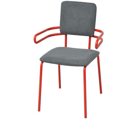 vidaXL Cadeiras de jantar 2 pcs tecido vermelho e cinzento