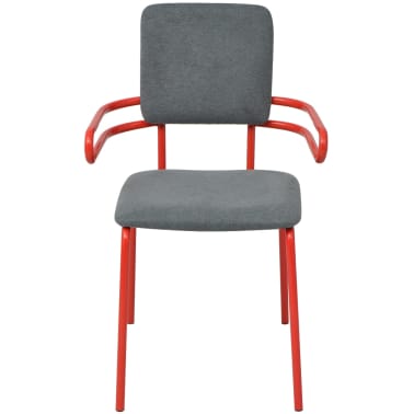 vidaXL Esszimmerstühle 2 Stk. Rot und Grau Stoff | vidaXL Esszimmerstühle 2 Stk. Rot und Grau Stoff |