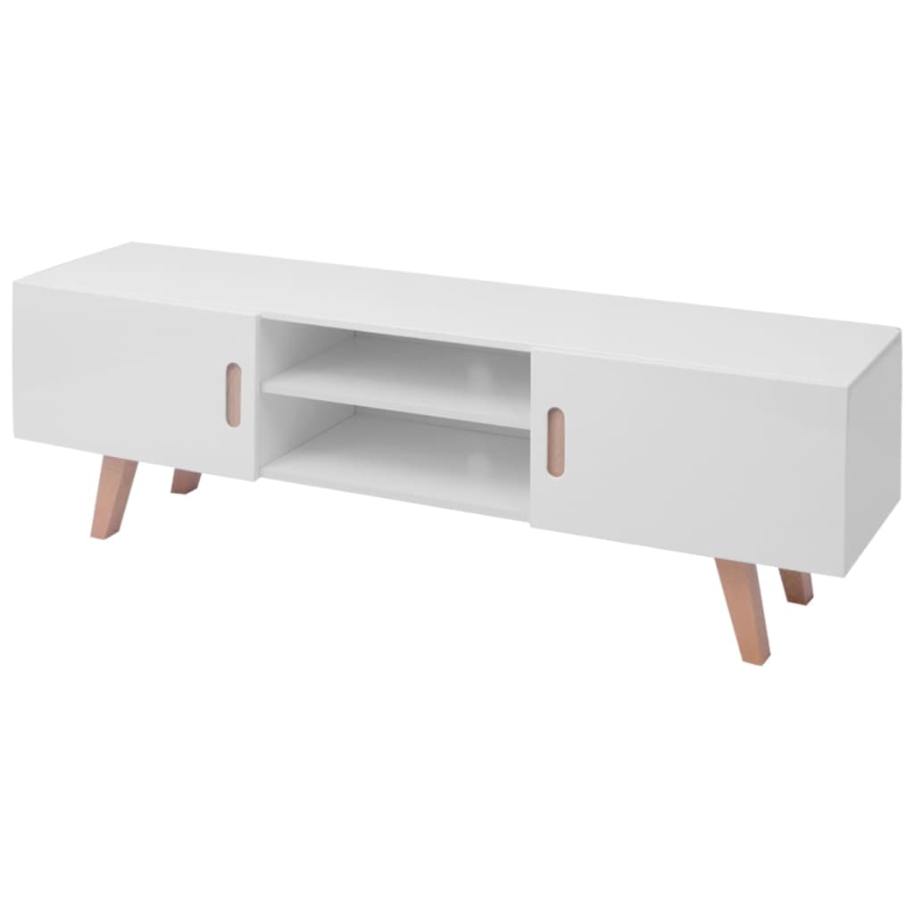 TV stolek MDF 150 x 35 x 48,5 cm vysoký lesk bílý