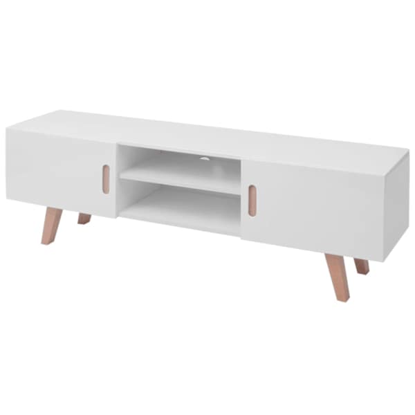 vidaXL TV-alus, MDF, 150 x 35 x 48,5 cm, k&otilde;rgl&auml;ikega valge