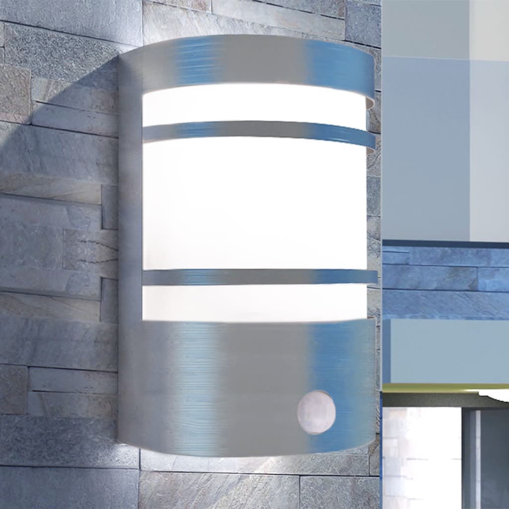 5: vidaXL Udendørs væglampe med sensor rustfrit stål