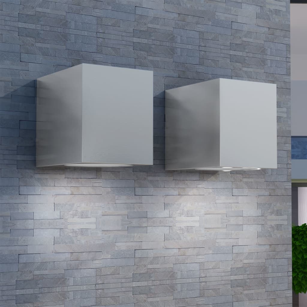 vidaXL Corpuri de iluminat tip cub pentru perete exterior, 2 buc. vidaXL imagine noua 2022