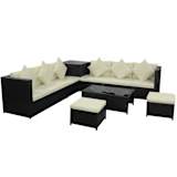 vidaXL Garden Sofa Set 26 Pieces Poly Rattan Black