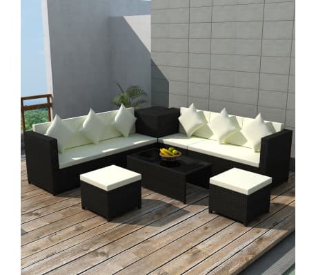 Details About Vidaxl Garden Sofa Set 26 Piece Poly Rattan Wicker Black Sectional Storage