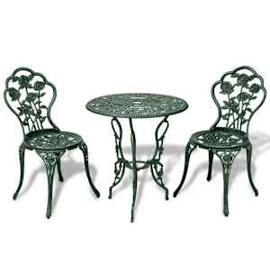3dílný bistro set litý hliník zelený