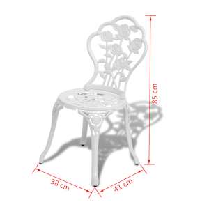 3dílný bistro set litý hliník bílý - obrázek 8