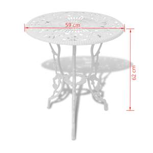 3dílný bistro set litý hliník bílý - obrázek 9