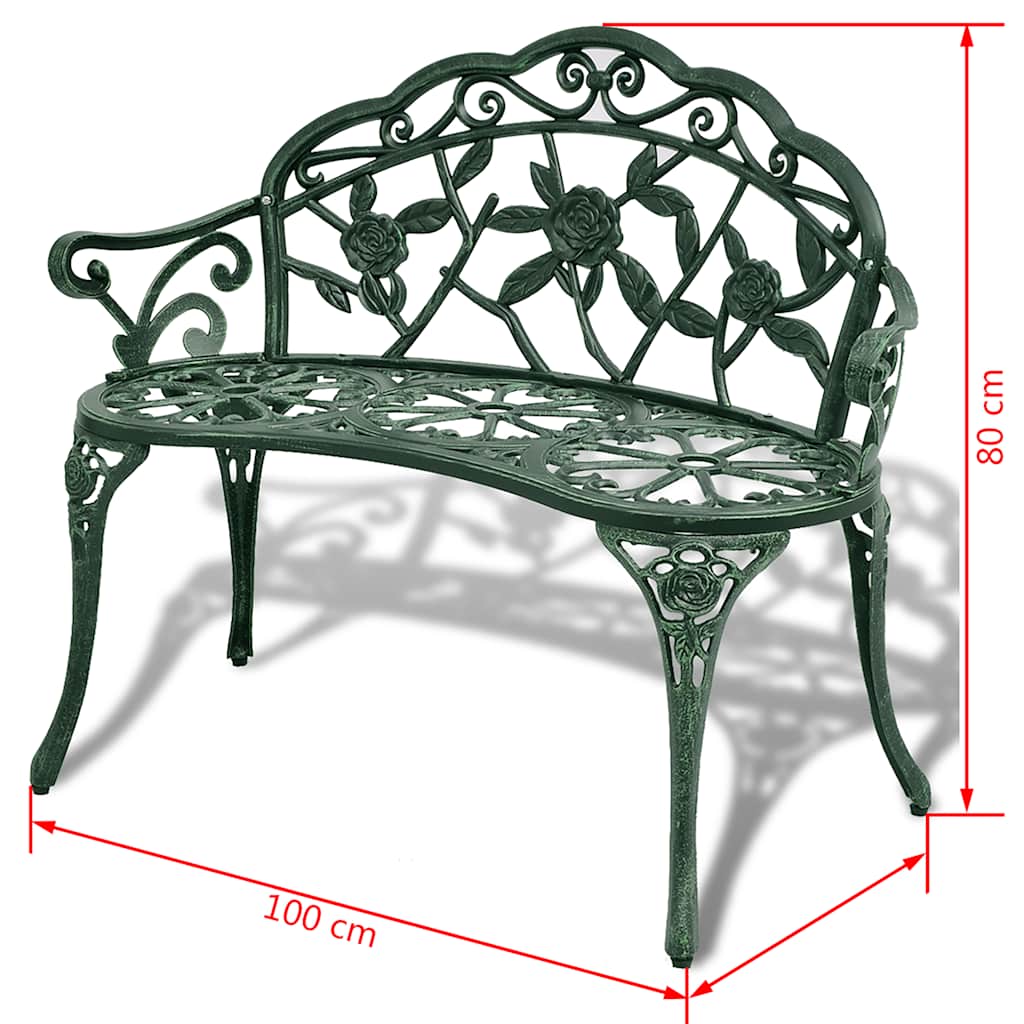 Banc De Jardin 100 Cm Aluminium Coulé Vert VidaXL 13 width=274