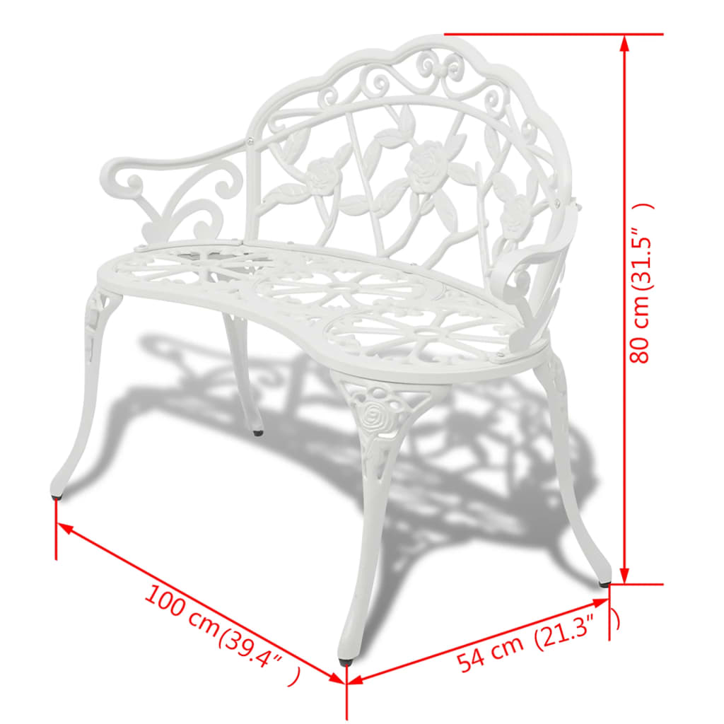 fehér öntött alumínium kerti pad 100 cm