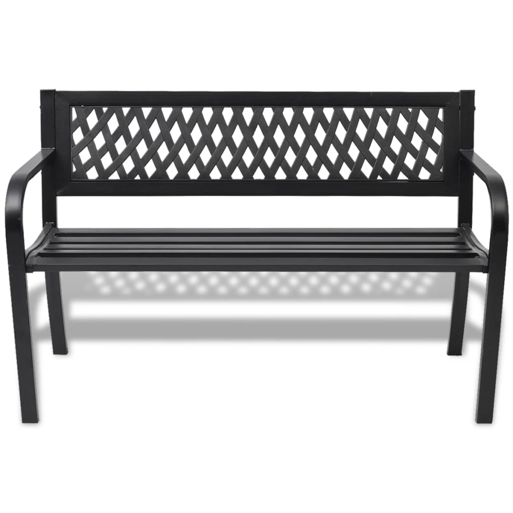 Vidaxl Banca De Gradina, Negru,118 Cm, Otel