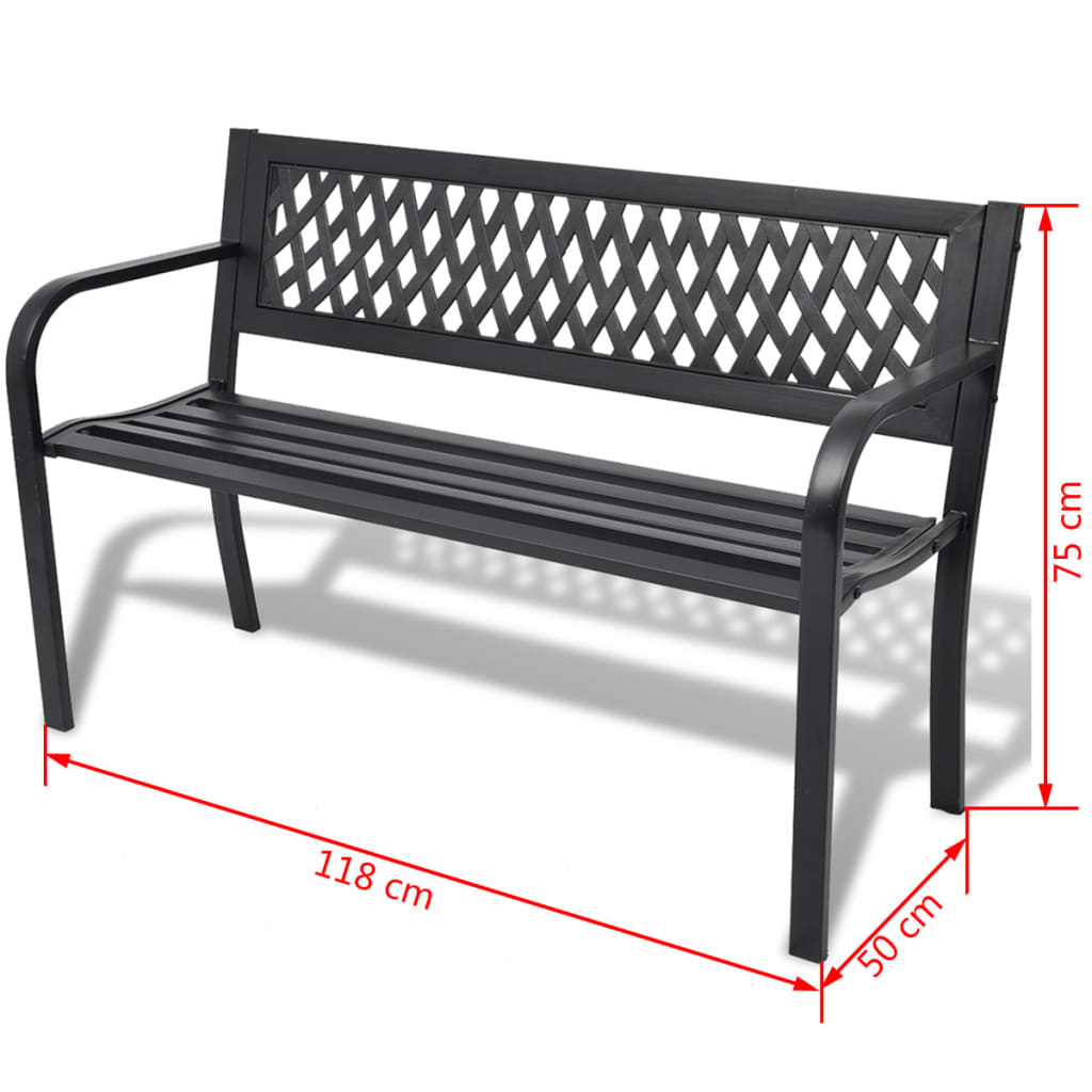 vidaXL Patio Bench 46.5 Steel Black