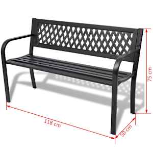 Zahradní lavice 118 cm ocelová černá - obrázek 4