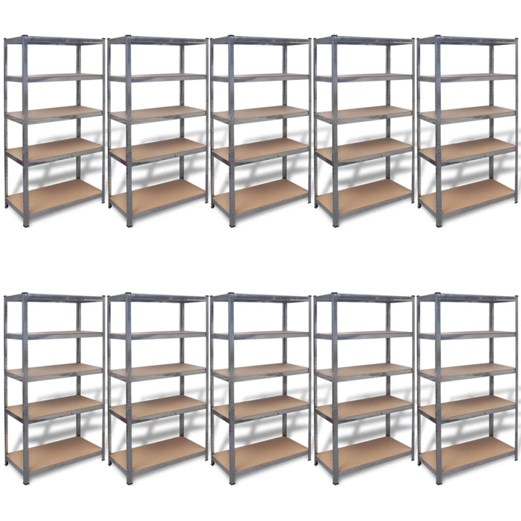 vidaXL Varastohyllyt 10 kpl 90x45x180 cm Teräs