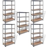 vidaXL Oppbevaringshylle 5 pk. 90x40x180 cm Stål (10x141988)
