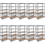 vidaXL Oppbevaringshylle 10 pk. 90x40x180 cm Stål (10x141988)