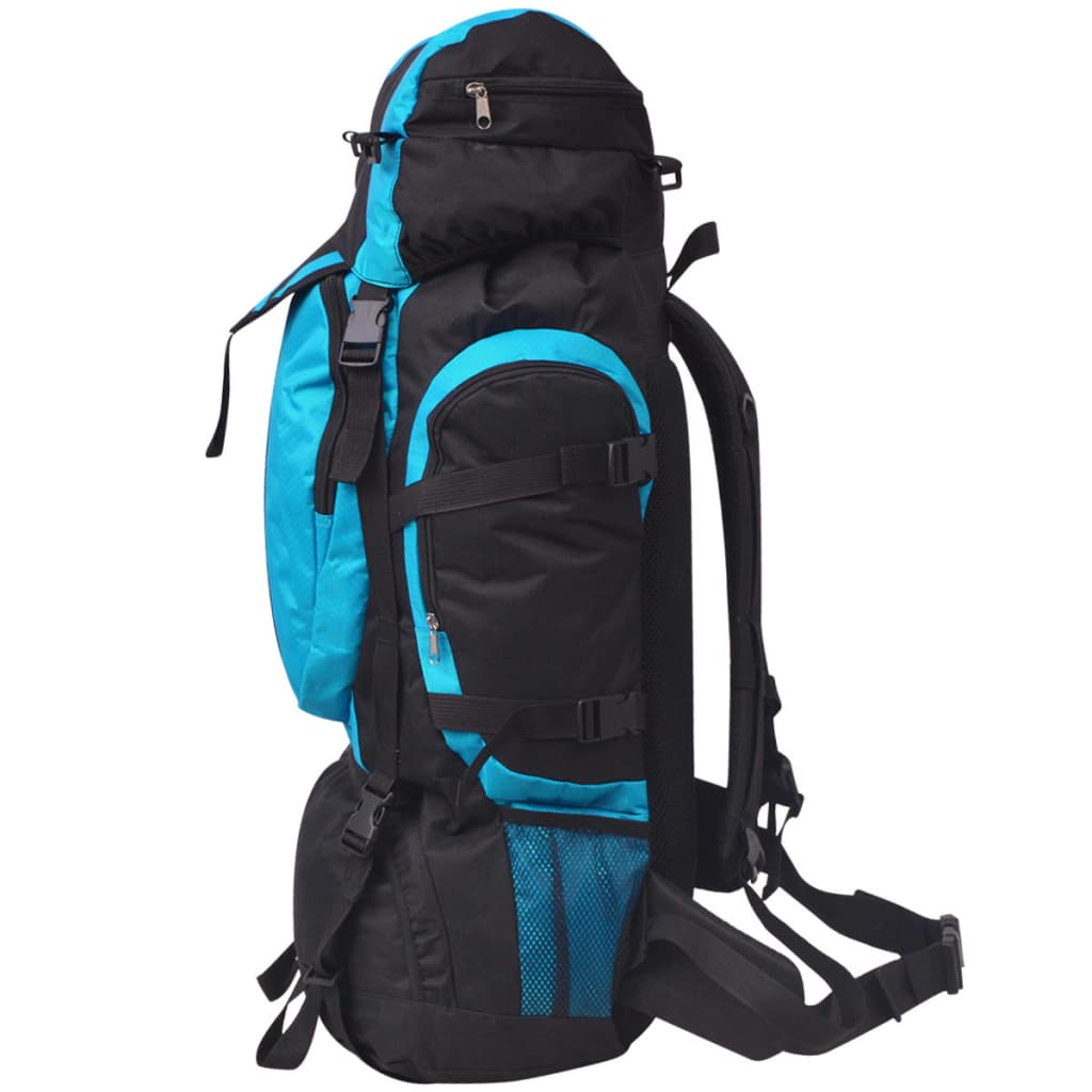 Rugzak hiking XXL 75 L zwart en blauw