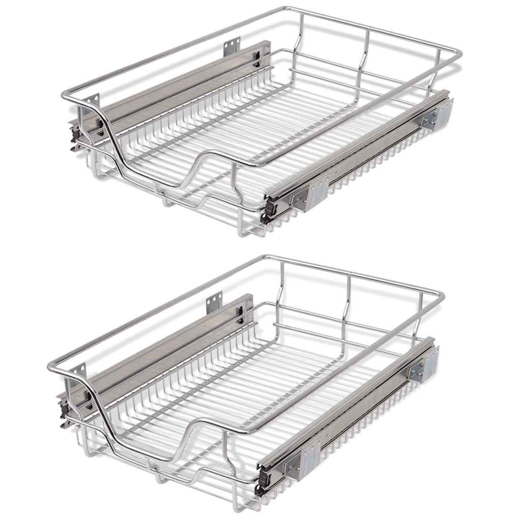 

vidaXL Pull-Out Wire Baskets 2 pcs Silver 15.7"
