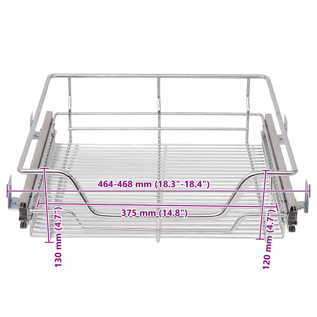 Pull-Out Wire Baskets 2 Pcs Silver 500 Mm VidaXL 19 width=274