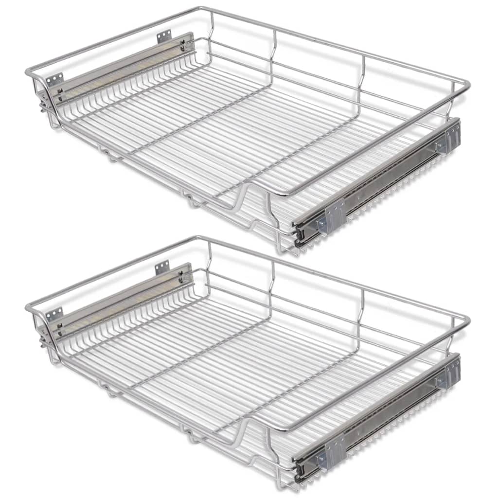 

vidaXL Pull-Out Wire Baskets 2 pcs Silver 31.5"
