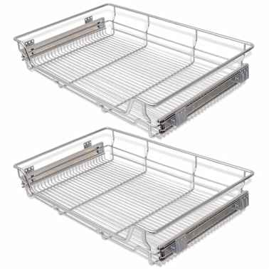 Vidaxl Pull Out Wire Baskets 2 Pcs Silver 31 5 Vidaxl Com