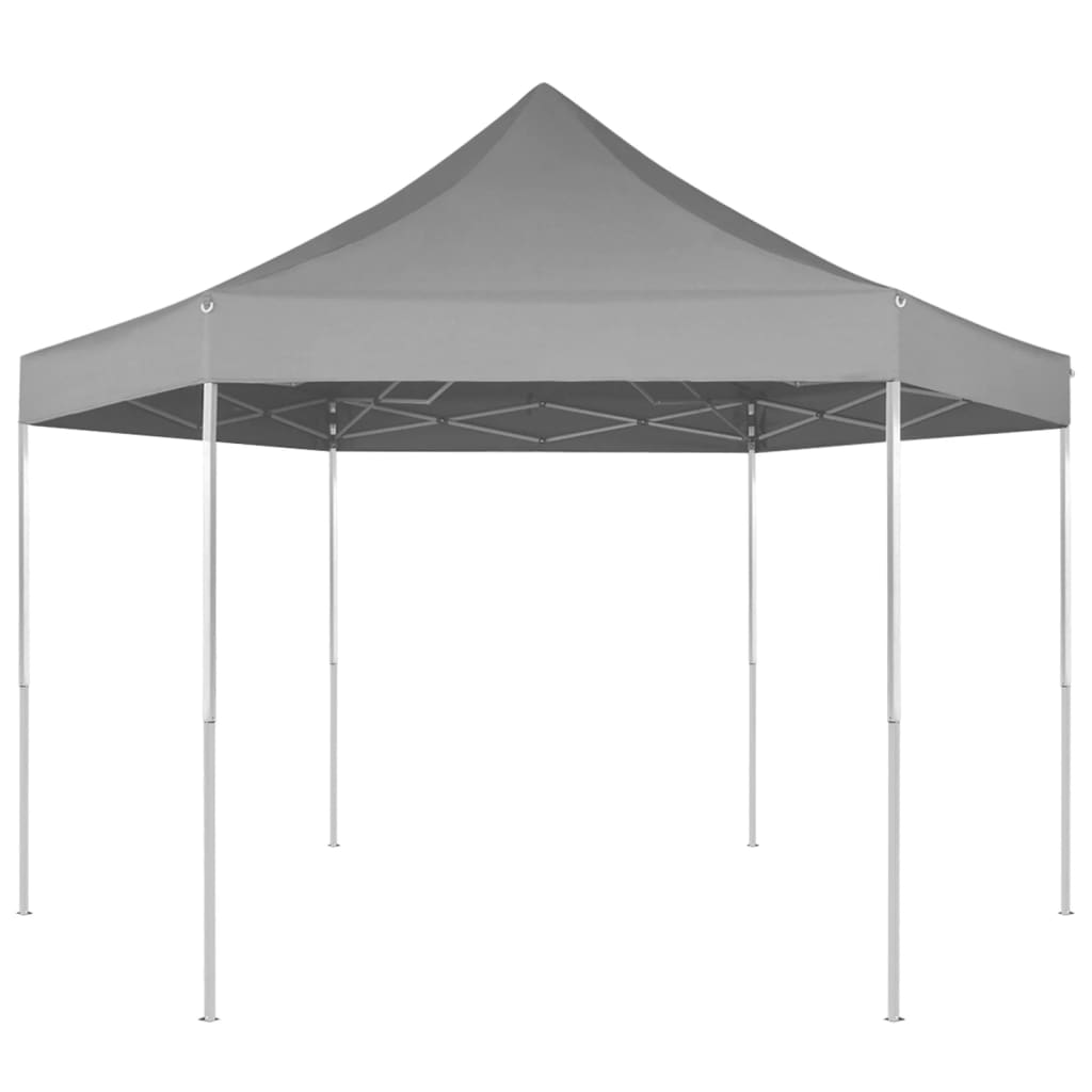 Afbeelding vidaXL Partytent pop-up opvouwbaar zeshoekig grijs 3,6 x 3,1 m door Vidaxl.nl