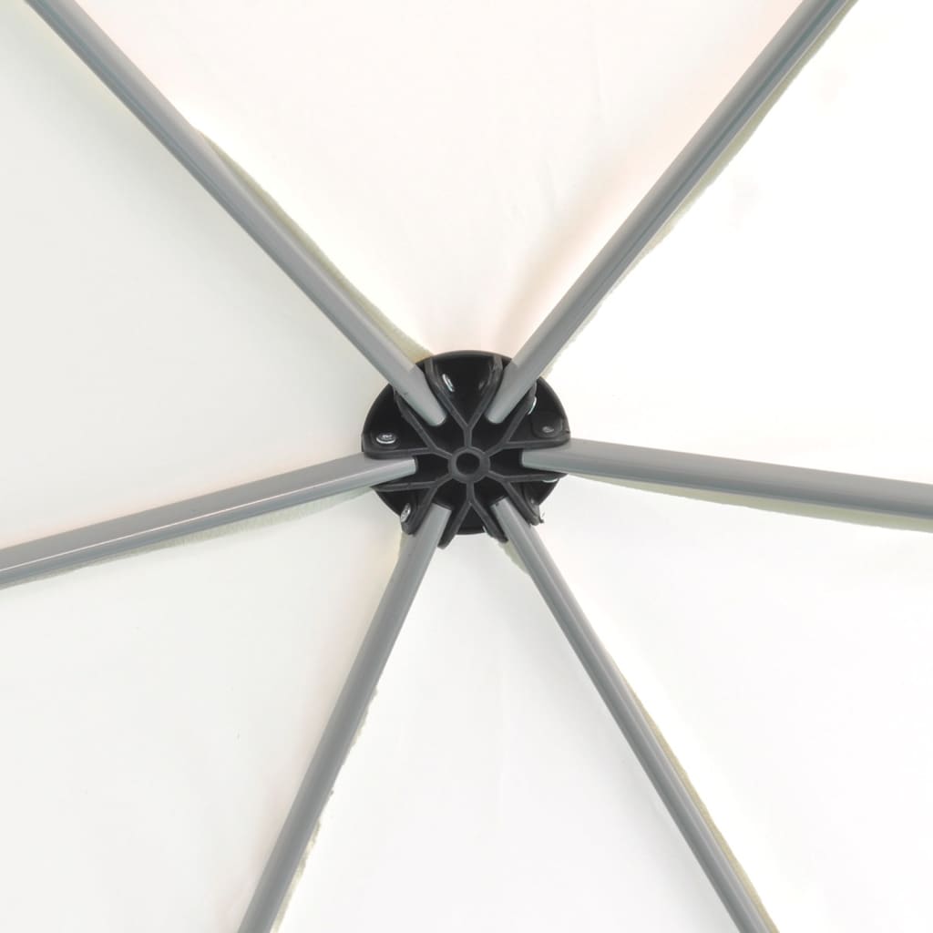 Krémfehér hatszög alakú pop-up pavilon 6 oldalfallal 3,6x3,1 m 