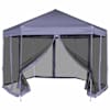 vidaXL kuusnurkne pop-up 6 k&uuml;lgseinaga peotelk, hall, 3,6 x 3,1 m