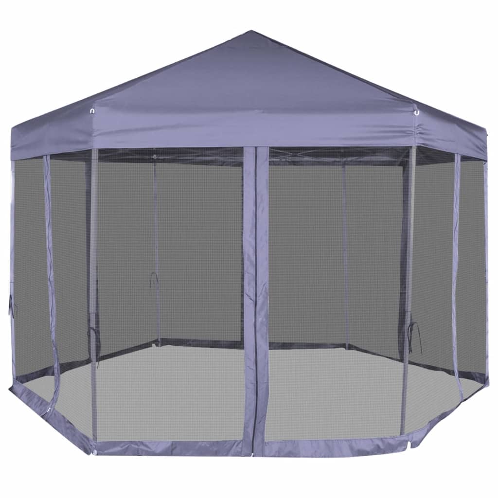 

vidaXL Partytent pop-up zeshoekig met 6 zijwanden 3,6x3,1 m donkerblauw