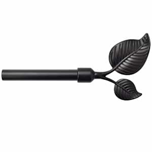 vidaXL 2 Reguliuojami užuolaidų karnizai su dekoratyvine detale, Juodi