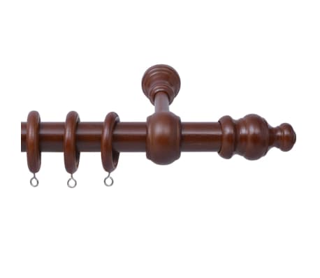 vidaXL Curtain Rod with Decorative Finials 2 pcs Wood Walnut