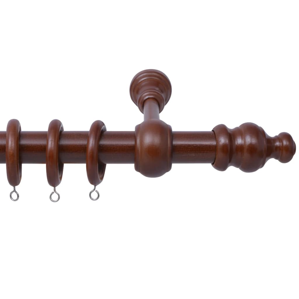 vidaXL Curtain Rod with Decorative Finials 2 pcs Wood Walnut