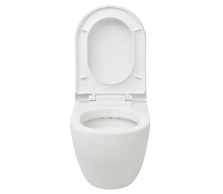 vidaXL Окачена тоалетна чиния, керамична, бяла