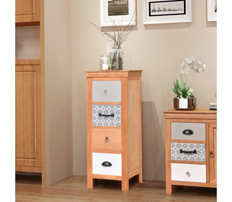 Vidaxl Solid Wood Dresser Cabinet 4 Drawers Sideboard Bedside