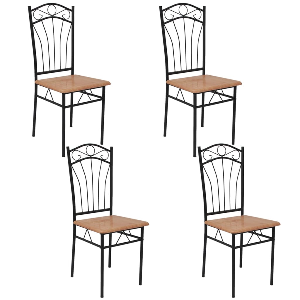 Dining Chairs 4 pcs Brown Steel and MDF