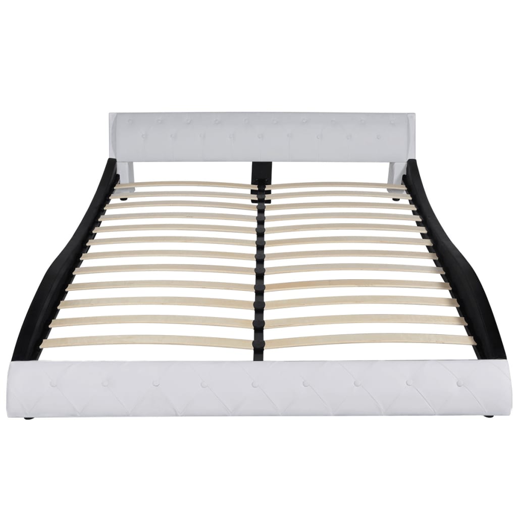 vidaXL gultas rāmis, melna un balta mākslīgā āda, 180x200 cm