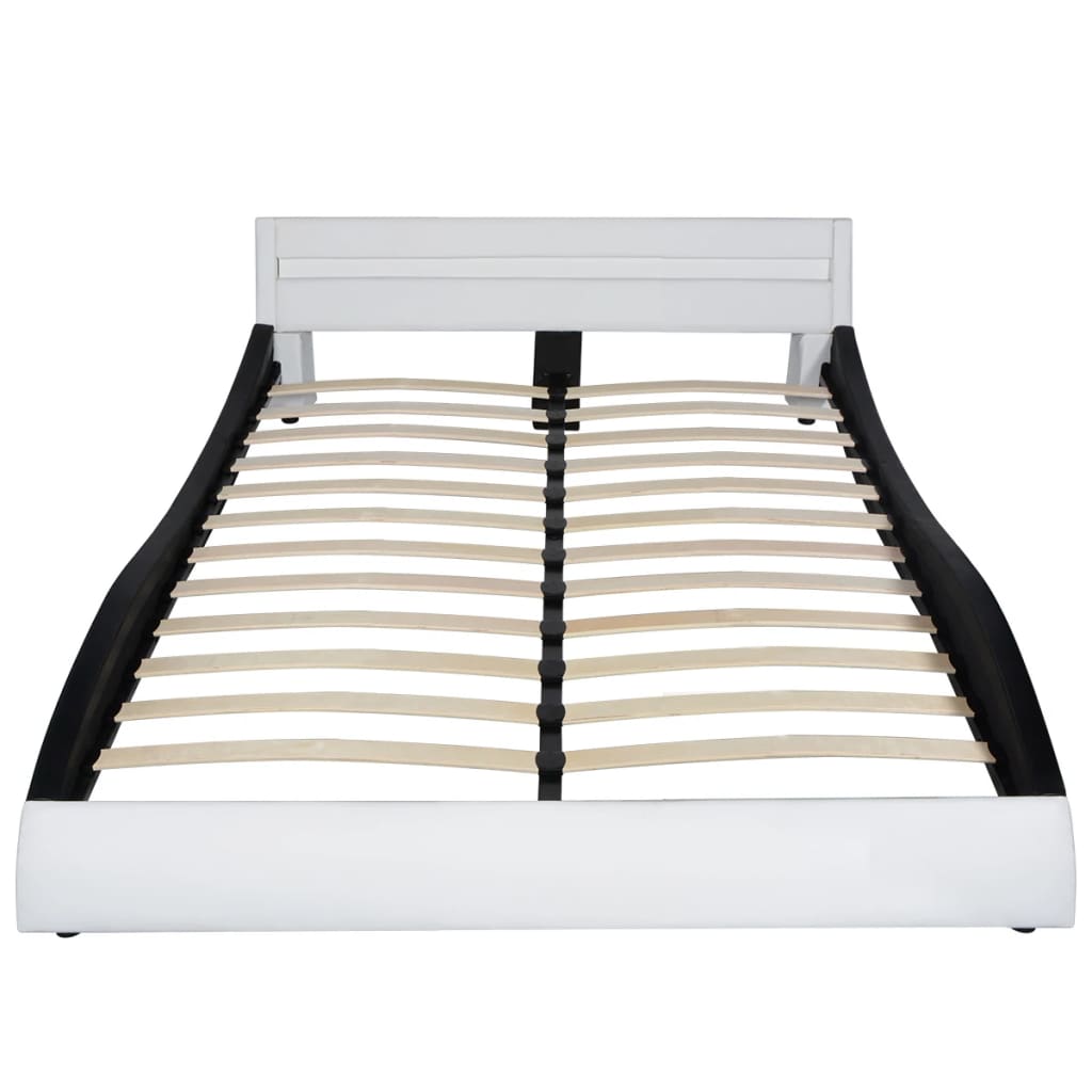 vidaXL Rama łóżka LED, biało-czarna, sztuczna skóra, 140 x 200 cm