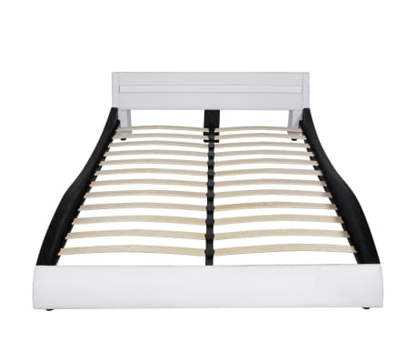 vidaXL Cadru de pat cu LED, negru & alb, 140x200 cm, piele artificială