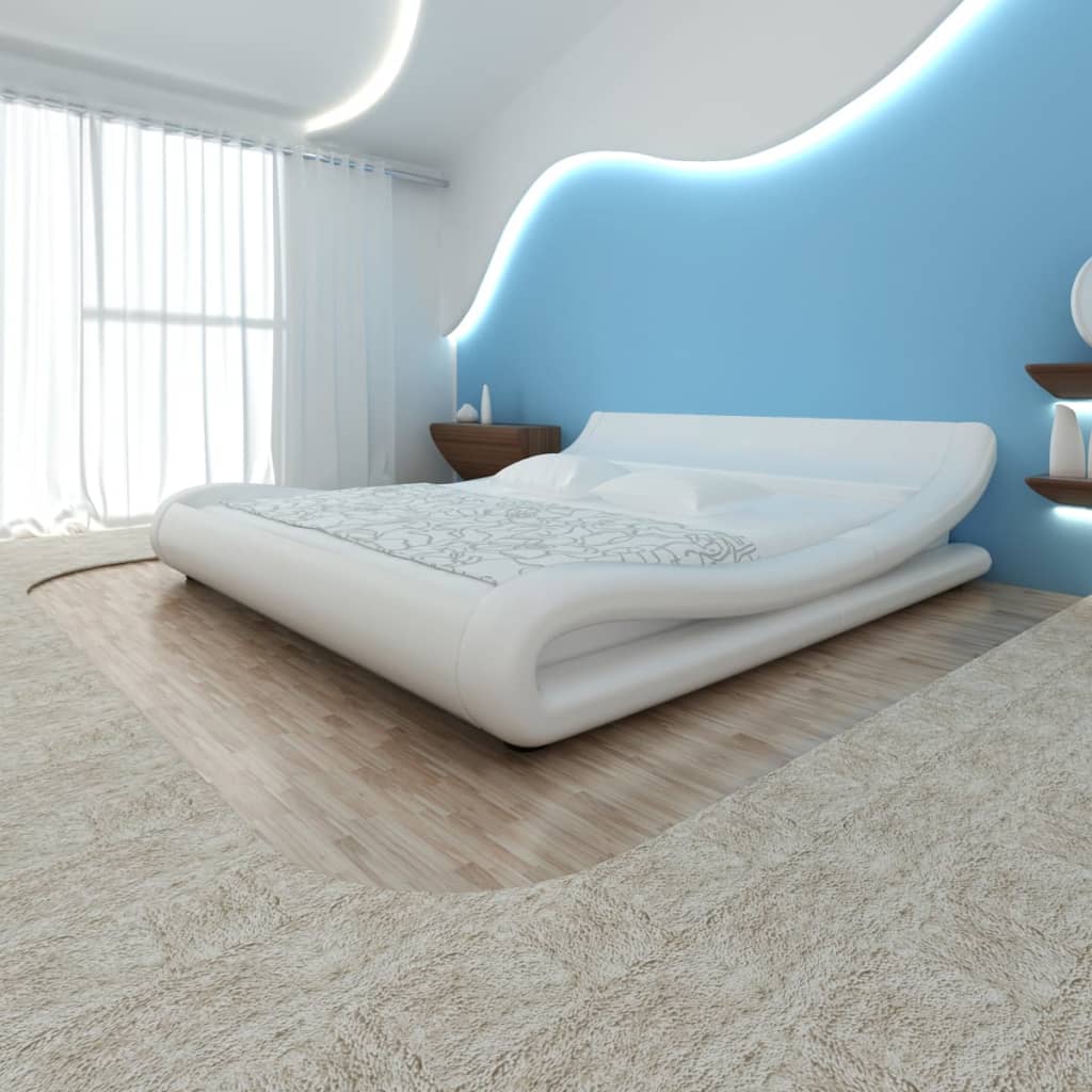 vidaXL Cadru de pat, alb, 180 x 200 cm, piele artificială imagine vidaxl.ro