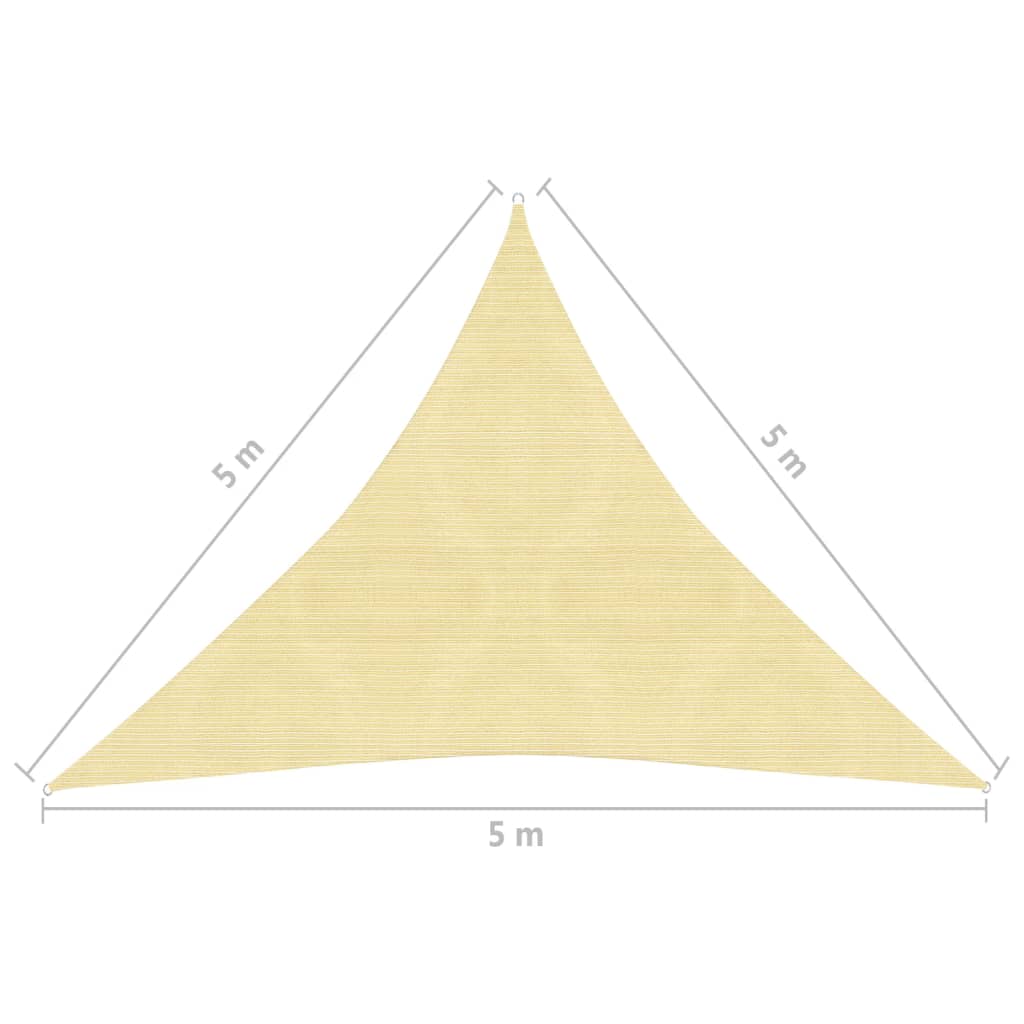 HDPE háromszögű napvitorla 5x5x5 m bézs 