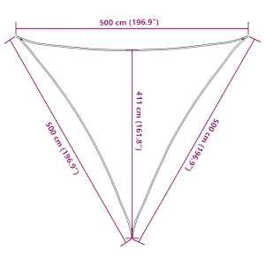 Senčno Jadro HDPE Trikotno 5x5x5 m Bež - slika 10