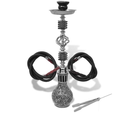 vidaXL Cachimba/pipa de agua/shisha con dos mangueras negra 55 cm