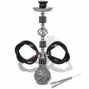 vidaXL Cachimbo &aacute;gua/narguil&eacute;/shisha, 2 mangueiras preto 55 cm