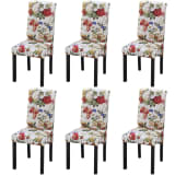 vidaXL Scaune de bucătărie din lemn cu design floral, 6 buc.