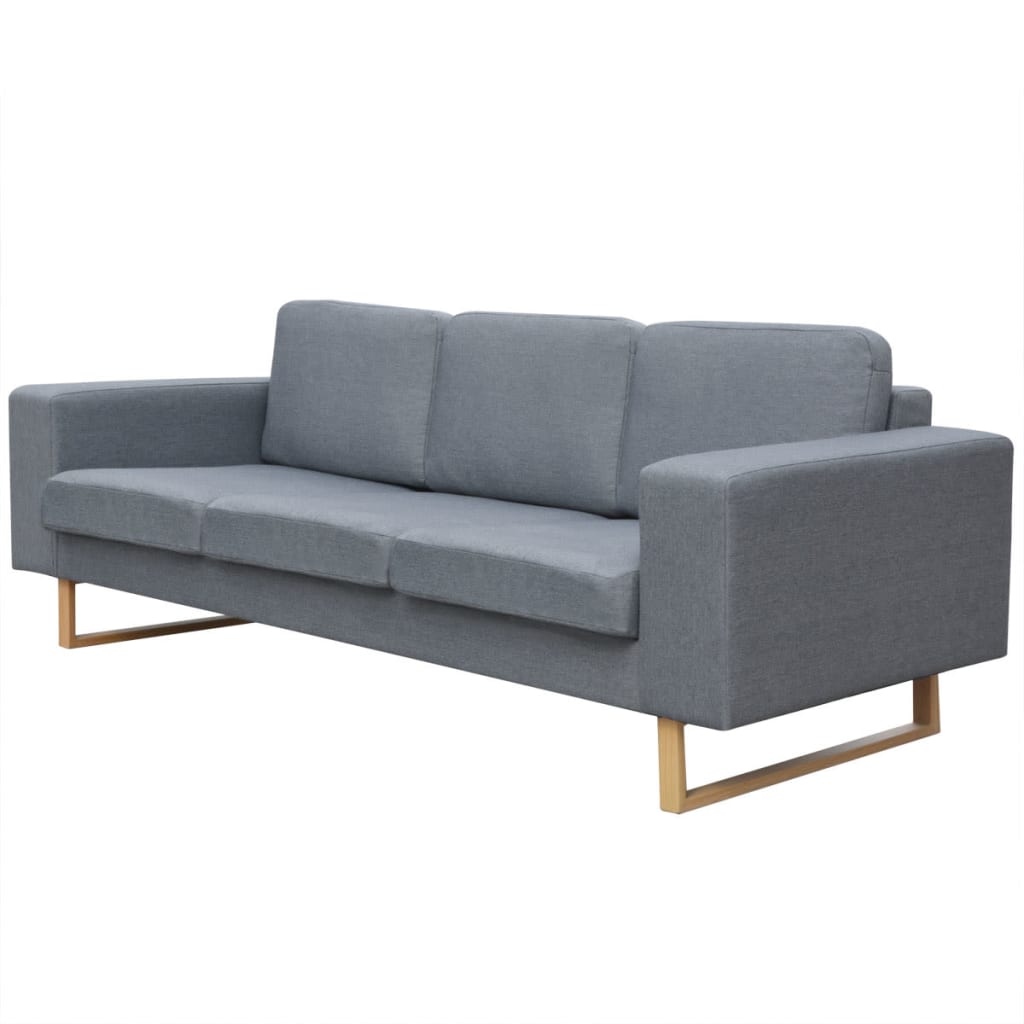 vidaXL Sofa 3-Sitzer Stoff Hellgrau