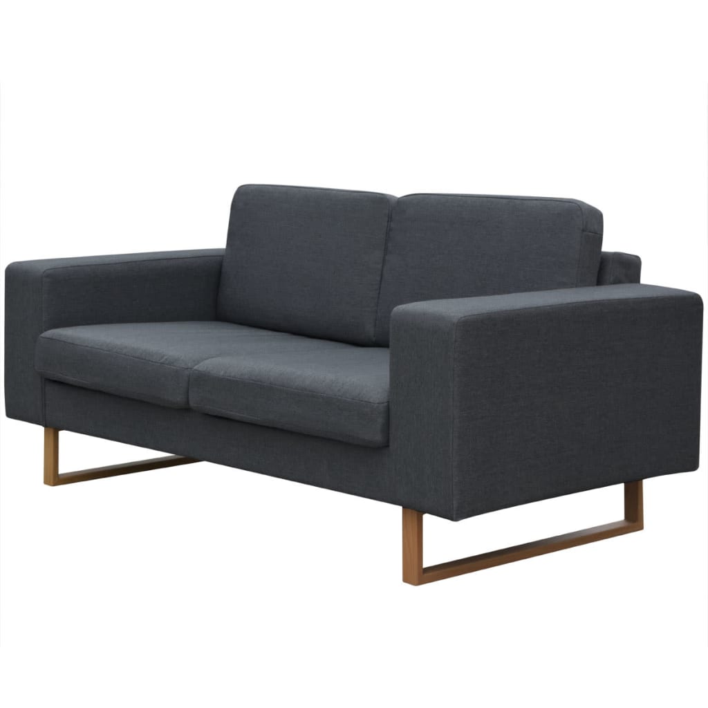 vidaXL Sofa 2-Sitzer Stoff Dunkelgrau