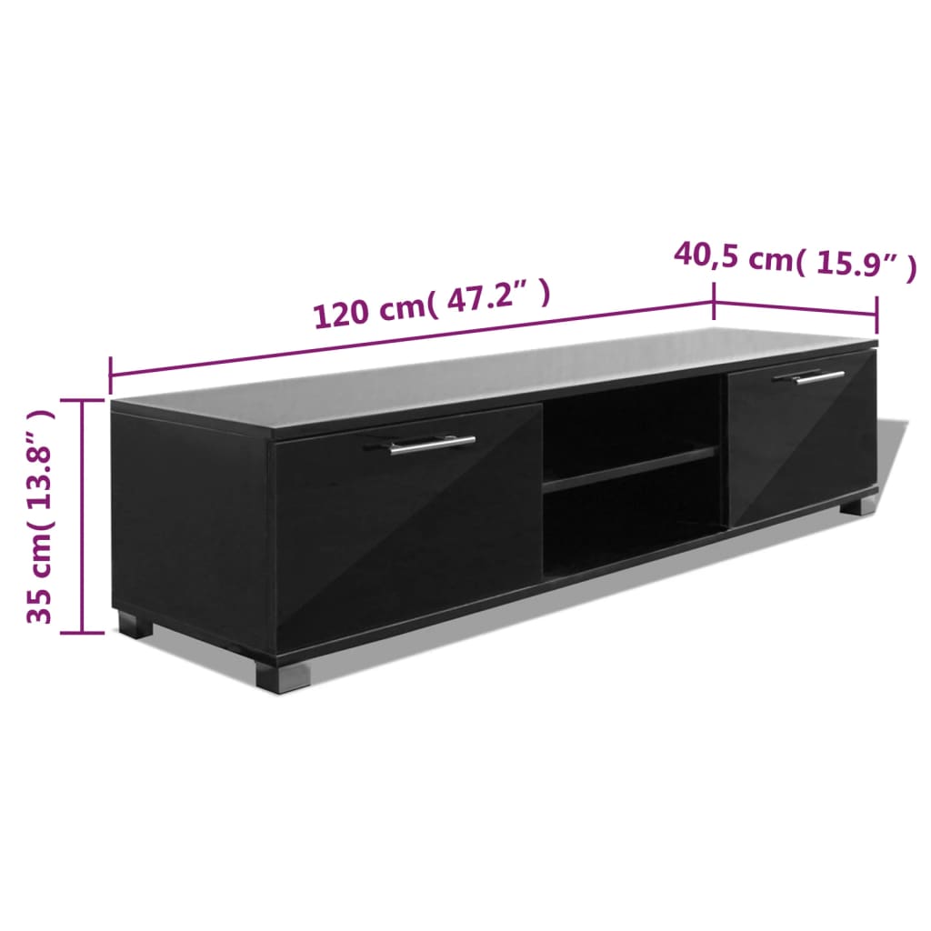 Meuble TV Noir brillant 120 x 40,3 x 34,7 cm | meublestv.fr 6